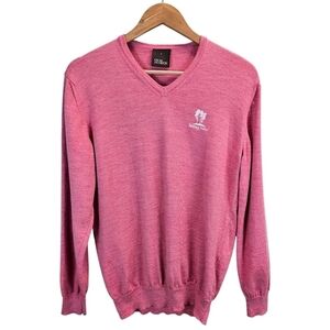 Oscar Jacobson Merino Wool Sweater Large Swinley Forest Golf Club Pink Preppy